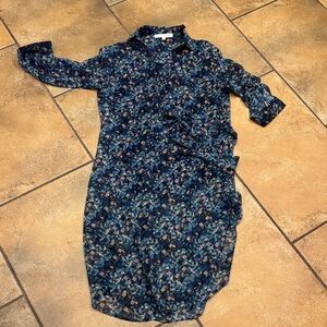 Chic Long Sleeve Floral Dress in Blue